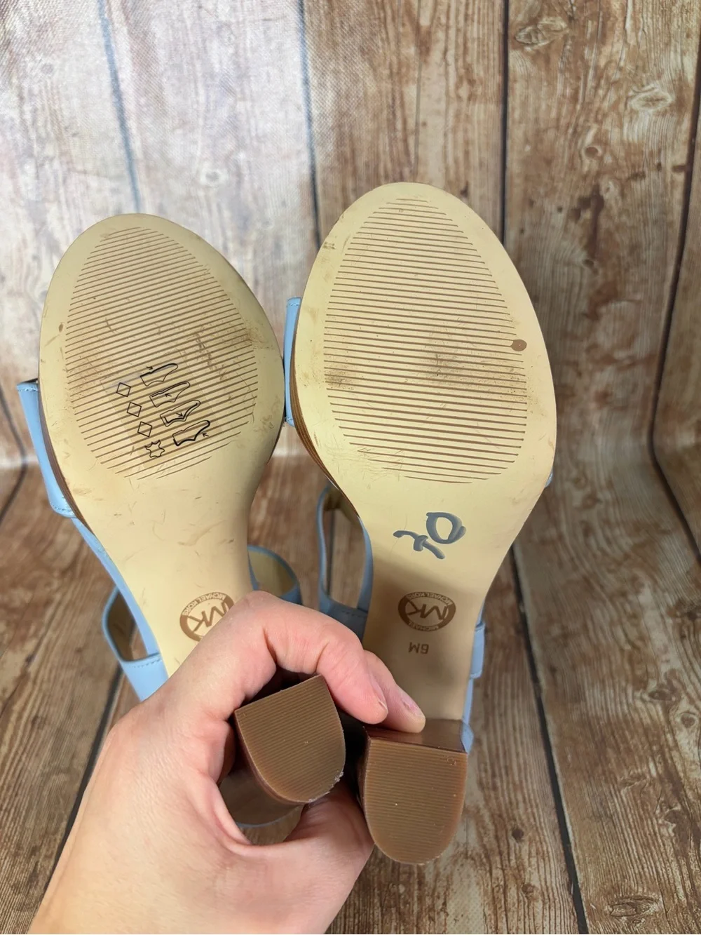 Michael Kors light blue block heel sandals size 6